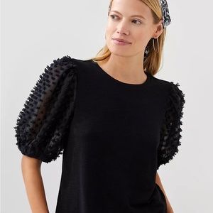 Maeve by Anthropologie black knit top with great puff sleeves